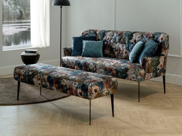 Stylová lavice v květinovém potahu AMBER