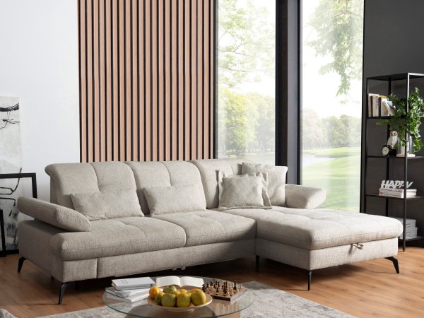 Rohová sedací souprava s nastavitelnou hloubkou sedáku AMICA