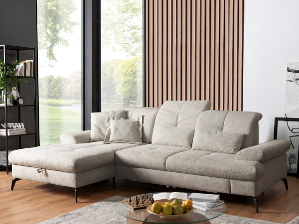 Rohová sedací souprava s nastavitelnou hloubkou sedáku AMICA