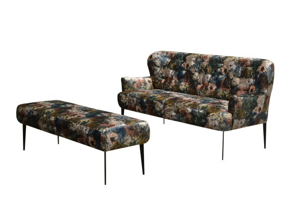 Stylová lavice v květinovém potahu AMBER