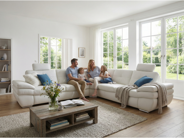 Luxusní kožená rohová sedací souprava ARGENTO