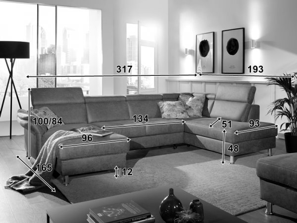 Rohová sedací souprava do tvaru U ARNGAST 2