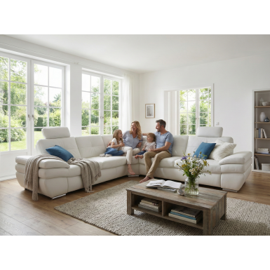 Luxusní kožená rohová sedací souprava ARGENTO