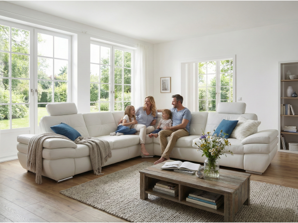 Luxusní kožená rohová sedací souprava ARGENTO