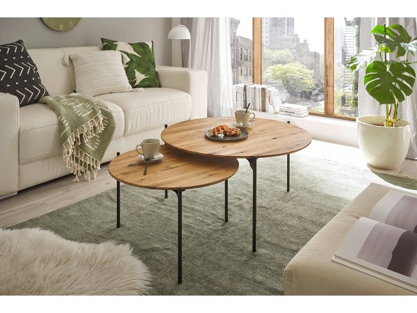 Kulatý konferenční stolek z masivu ASSUAN I dub olejovaný