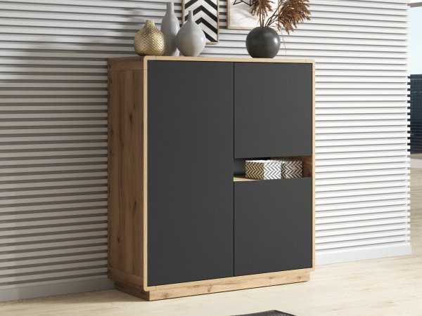 Nábytek do obývacího pokoje ASTON 2 dub Taurus/černá supermat