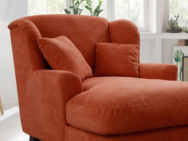 Longchair ve skandinávském stylu - prodloužené křeslo ASADO XC v cihlové barvě