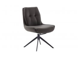 Kožená jídelní židle ASSENTO bez područek cappuccino typ C s matnou černou podnoží