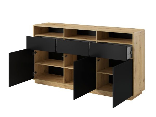 Komoda do obývacího pokoje ASTON dub Taurus/černá supermat typ 26