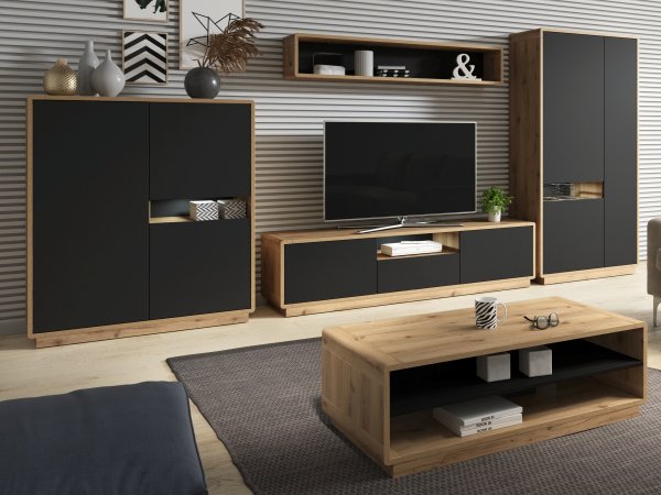 Konferenční stolek ASTON dub Taurus/černá supermat typ 99