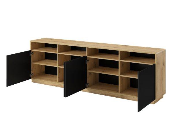 Komoda do obývacího pokoje ASTON dub Taurus/černá supermat typ 25