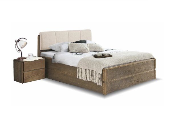 Postel s úložným prostorem včetně roštu 160x200 ATLANTA typ 16 dub pálený, látka D'ORO 5114 Ecru