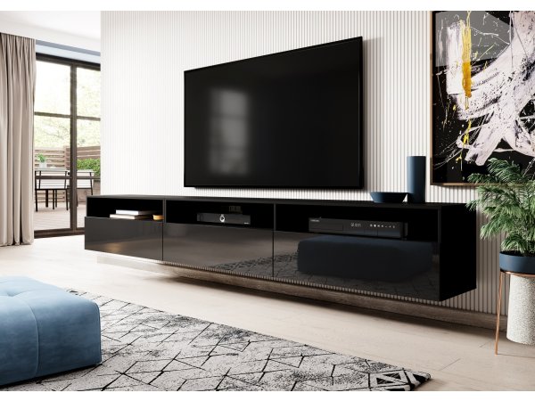 Nábytek do obývacího pokoje ATHENS černý supermatt/černý lesk