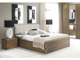 Postel s úložným prostorem včetně roštu 140x200 ATLANTA typ 14 dub pálený, látka D'ORO 5114 Ecru