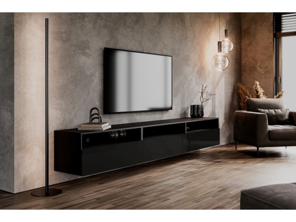 Nábytek do obývacího pokoje ATHENS černý supermatt/černý lesk