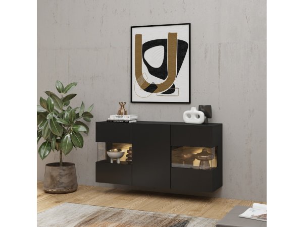 Obývací sestava AVA 04 černý mat/dub wotan