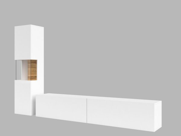 Závěsná obývací stěna AVA 08 bílý mat/dub wotan (Typ 05+40)