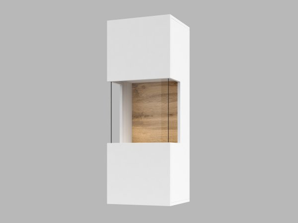 Vitrína závěsná AVA bílý mat/dub wotan (Typ 07)