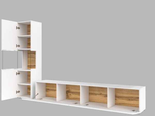 Závěsná obývací stěna AVA 08 bílý mat/dub wotan (Typ 05+40)