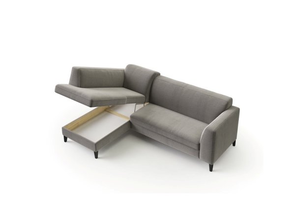 Malá kožená rohová rozkládací sedací souprava ANGEL