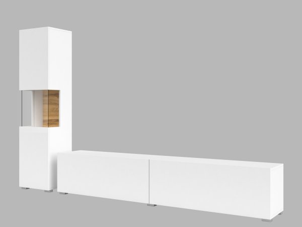 Závěsná obývací stěna AVA 08 bílý mat/dub wotan (Typ 05+40)