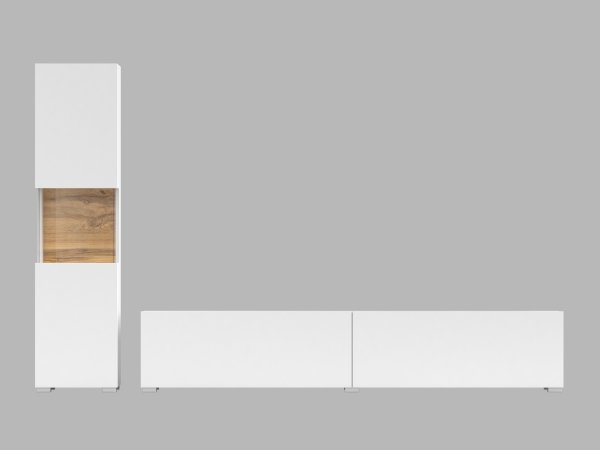 Závěsná obývací stěna AVA 08 bílý mat/dub wotan (Typ 05+40)