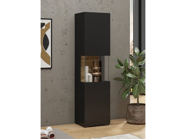 Vitrína AVA černý mat/dub wotan (Typ 05)