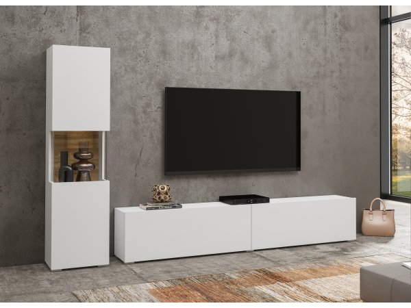 Závěsná obývací stěna AVA 08 bílý mat/dub wotan (Typ 05+40)