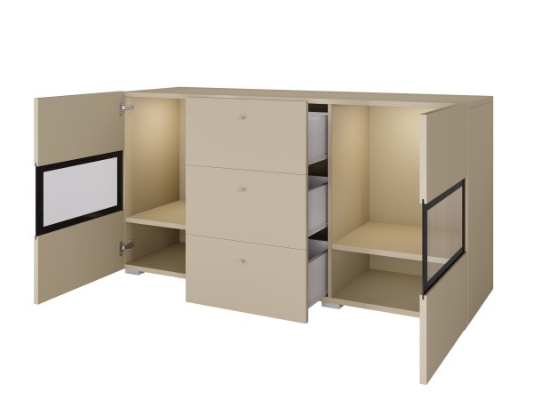 Komoda BAROS světle béžová/černá