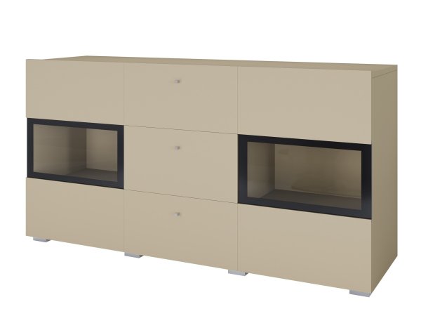 Komoda BAROS světle béžová/černá