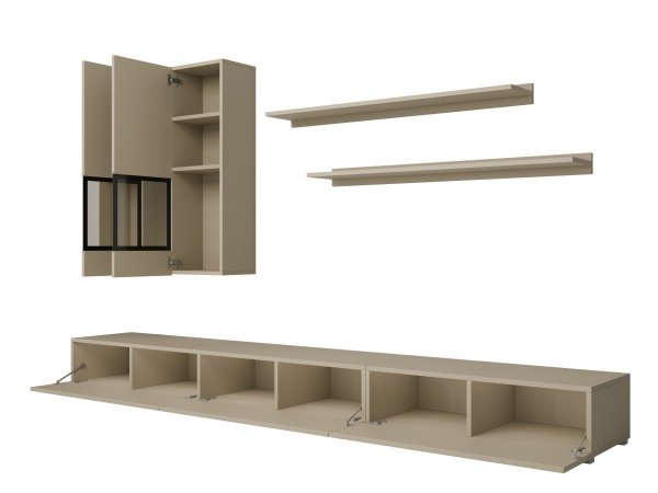 Moderní obývací stěna BAROS světle béžová/černá