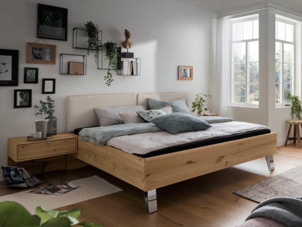 Moderní ložnice BARI 1 bílý dub/sklo champagne