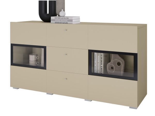 Komoda BAROS světle béžová/černá