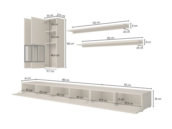 Moderní obývací stěna BAROS světle béžová/černá