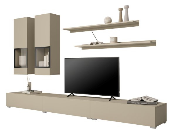 Moderní obývací stěna BAROS světle béžová/černá