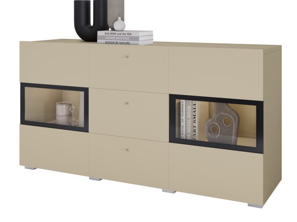 Komoda BAROS světle béžová/černá