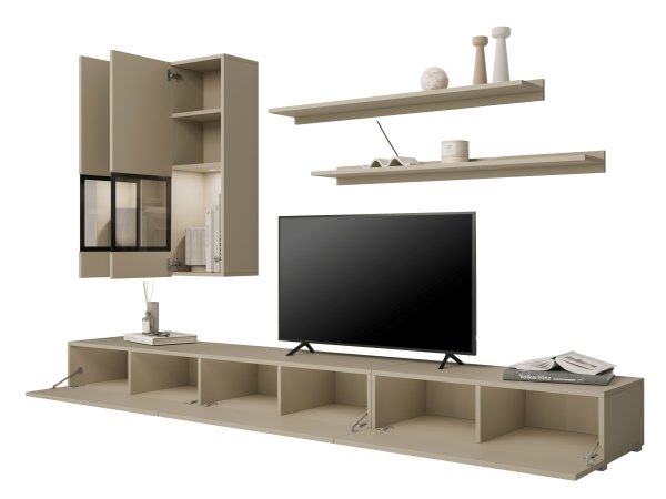 Moderní obývací stěna BAROS světle béžová/černá