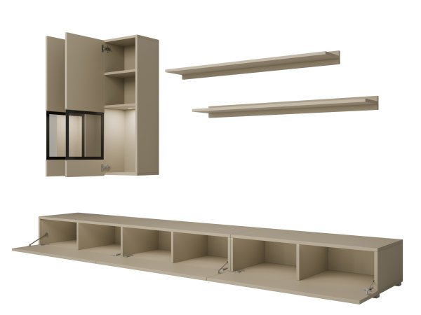 Moderní obývací stěna BAROS světle béžová/černá
