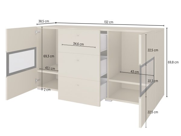 Komoda BAROS světle béžová/černá
