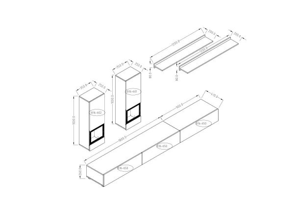 Obývací stěna BAROS dub artisan/černý supermat