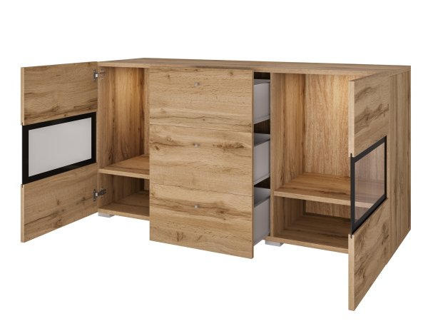 Komoda BAROS dub wotan/černá