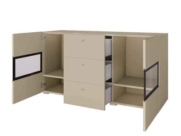 Komoda BAROS světle béžová/černá