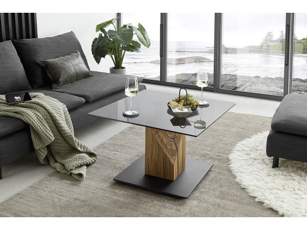 Konferenční stolek BALSTA 1 šedé sklo/ dub masiv olejovaný