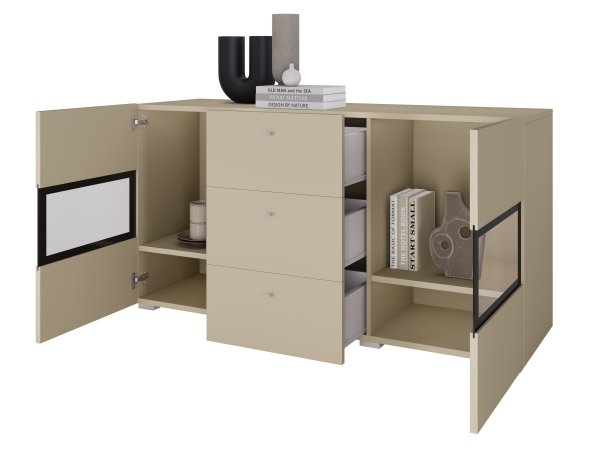 Komoda BAROS světle béžová/černá