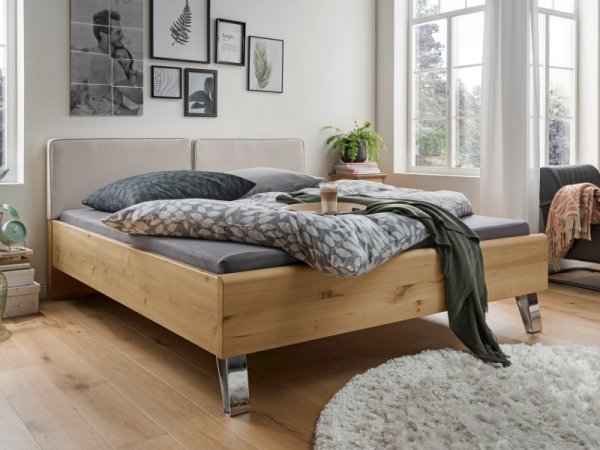 Moderní ložnice BARI 2 bílý dub/sklo champagne