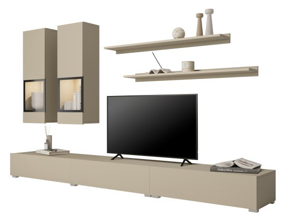 Moderní obývací stěna BAROS světle béžová/černá