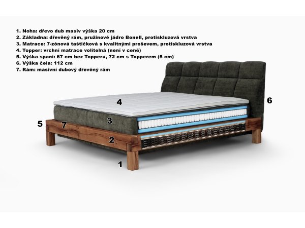 Postel boxspring BULL dub masiv