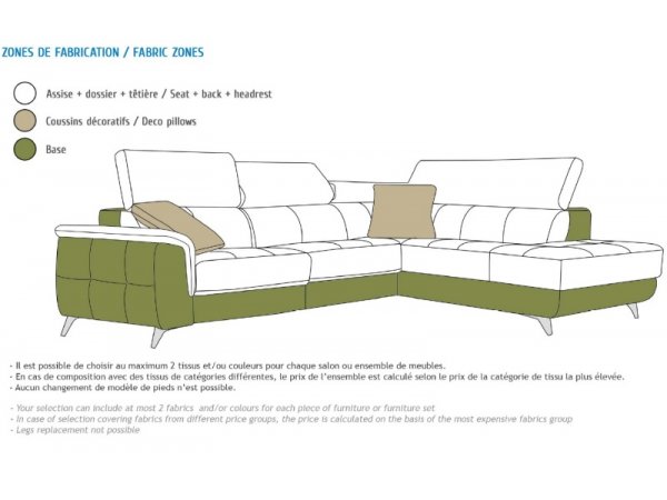 Rohová sedací souprava FABIEN v odolném potahu Aquaclean