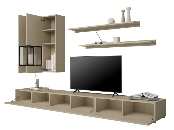 Moderní obývací stěna BAROS světle béžová/černá