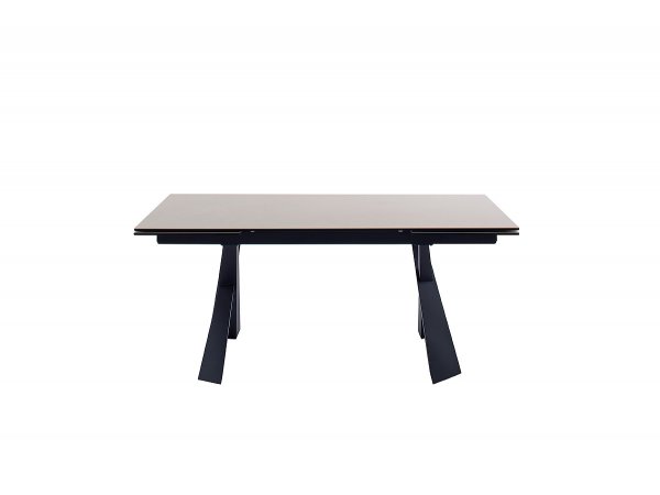 Rozkládací jídelní stůl BADESI světle šedá, podnož černá matná